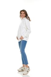 24 Bulk Women's Cotton Oversized Hoodie Sweat Shirt White Size Small