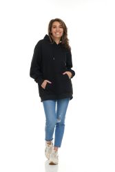 6 Bulk Women's Cotton Oversized Hoodie Sweat Shirt Black Size Large