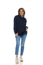 6 Bulk Women's Cotton Oversized Hoodie Sweat Shirt Navy Size Medium