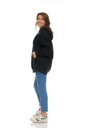 3 Bulk Women's Cotton Oversized Hoodie Sweat Shirt Black Size Medium