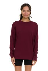 12 Bulk Womens Cotton Long Sleeve Oversized T-Shirts, Casual Fit Tops, Dark Assorted Size Large