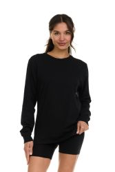 12 Bulk Womens Cotton Long Sleeve Oversized T-Shirts, Casual Fit Tops, Dark Assorted Size Xlarge