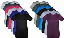 12 Bulk Women's Cotton Short Sleeve T Shirts Mix Colors Size Xsmall