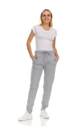 24 Bulk Womens Fleece Lined Jogger With Pocket In Heather Gray Size Xlarge
