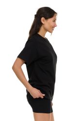 36 Bulk Womens Oversized Cotton Crew Neck Short Sleeve T-Shirts Black, Large