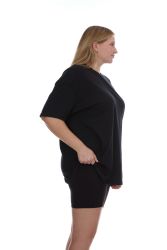 36 Bulk Womens Oversized Cotton Crew Neck Short Sleeve T-Shirts Black, 4X