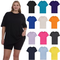 12 Bulk Womens Oversized Cotton Short Sleeve T Shirts Mix Colors Size Medium