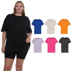 6 Bulk Womens Oversized Cotton Short Sleeve T Shirts Mix Colors Size 2xlarge