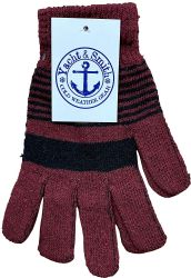 24 Bulk Yacht And Smith Men's Winter Gloves In Assorted Striped Colors
