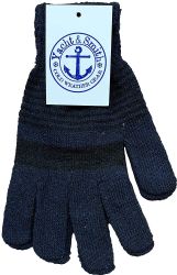 24 Bulk Yacht And Smith Men's Winter Gloves In Assorted Striped Colors