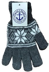 24 Bulk Yacht And Smith Women's Winter Gloves In Assorted Snowflake Print
