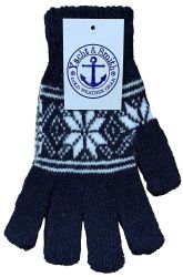 24 Bulk Yacht And Smith Women's Winter Gloves In Assorted Snowflake Print