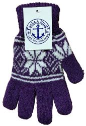 24 Bulk Yacht And Smith Women's Winter Gloves In Assorted Snowflake Print