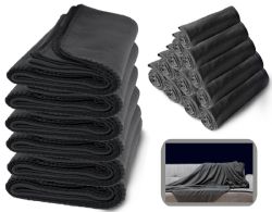 2 Bulk Yacht & Smith Heavy Weight Travel Outdoor Blanket Fleece Throw 50x60 Solid Gray