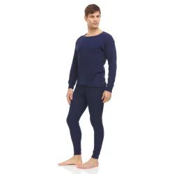 Bulk Yacht And Smith Mens Thermal Underwear Set In Navy Size Xlarge