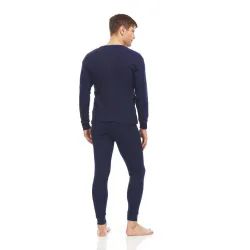 Bulk Yacht And Smith Mens Thermal Underwear Set In Navy Size Xlarge