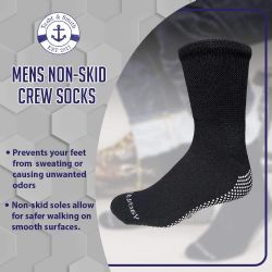6 Bulk Yacht & Smith Men's Diabetic Black Non Slip Socks Size 10-13