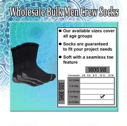 6 Bulk Yacht & Smith Men's Diabetic Black Non Slip Socks Size 10-13