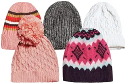 96 Bulk Yacht & Smith Unisex Winter Assorted Colored/print Hats & Black Glove