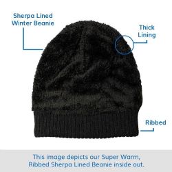 12 Bulk Yacht & Smith Adults Sherpa Lined Winter Beanies In Black