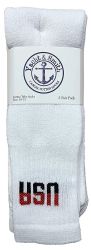 48 Bulk Yacht & Smith Women's Cotton Terry Cushioned Usa Logo Athletic White Tube Socks