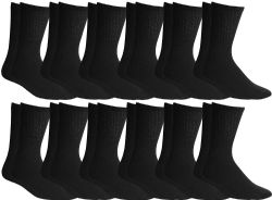 48 Bulk Yacht & Smith Women's Cotton Black Crew Socks, Size 9-11