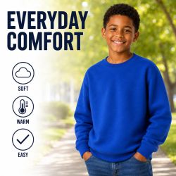 12 Bulk Youth Cotton Crew Neck Sweat Shirt Royal Blue Size Medium