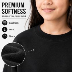 6 Bulk Youth Cotton Crew Neck Sweat Shirt Black Size 2xlarge