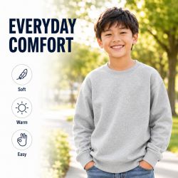 6 Bulk Youth Cotton Crew Neck Sweat Shirt Heather Gray Size 2xlarge