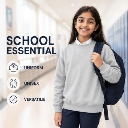 6 Bulk Youth Cotton Crew Neck Sweat Shirt Heather Gray Size 2xlarge
