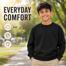 24 Bulk Youth Cotton Crew Neck Sweat Shirt Black Size Medium