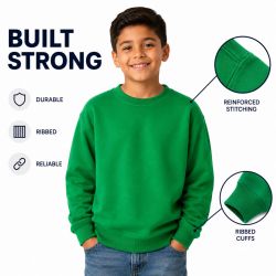 48 Bulk Youth Cotton Crew Neck Sweat Shirt Green Size Small