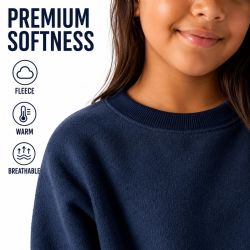 6 Bulk Youth Cotton Crew Neck Sweat Shirt Navy Size Medium