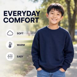 6 Bulk Youth Cotton Crew Neck Sweat Shirt Navy Size 2xlarge