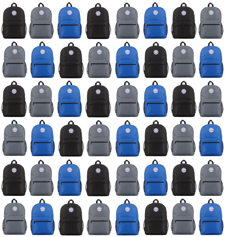 48 Bulk Yacht & Smith 17inch Back Pack Boys With Mesh Side Pockets , Water Resistant