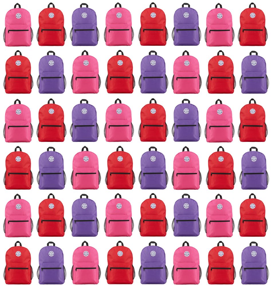 48 Bulk Yacht & Smith 17inch Back Pack Girls With Mesh Side Pockets , Water Resistant