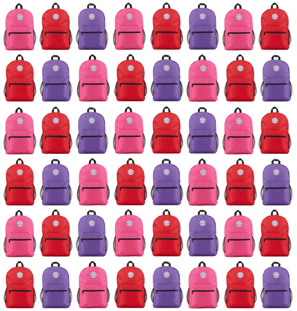 48 Bulk Yacht & Smith 17inch Back Pack Girls With Mesh Side Pockets , Water Resistant