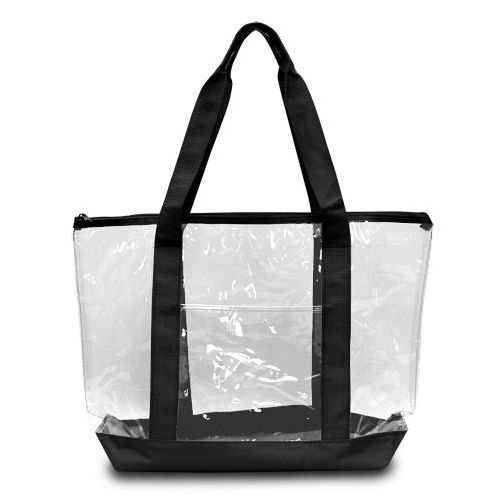 50 Bulk Clear Tote Bag Clear/black - at - bluestarempire.com