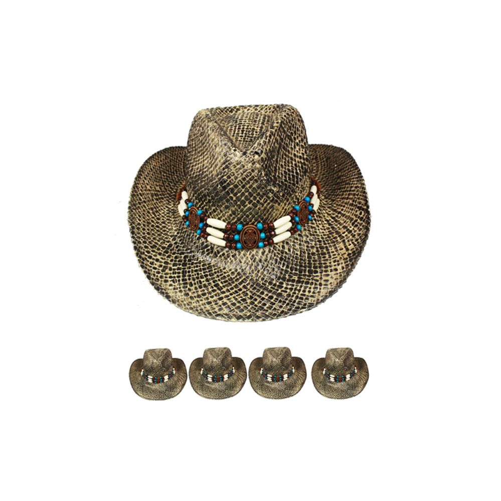 24 Bulk Black Straw Cowboy Hat at