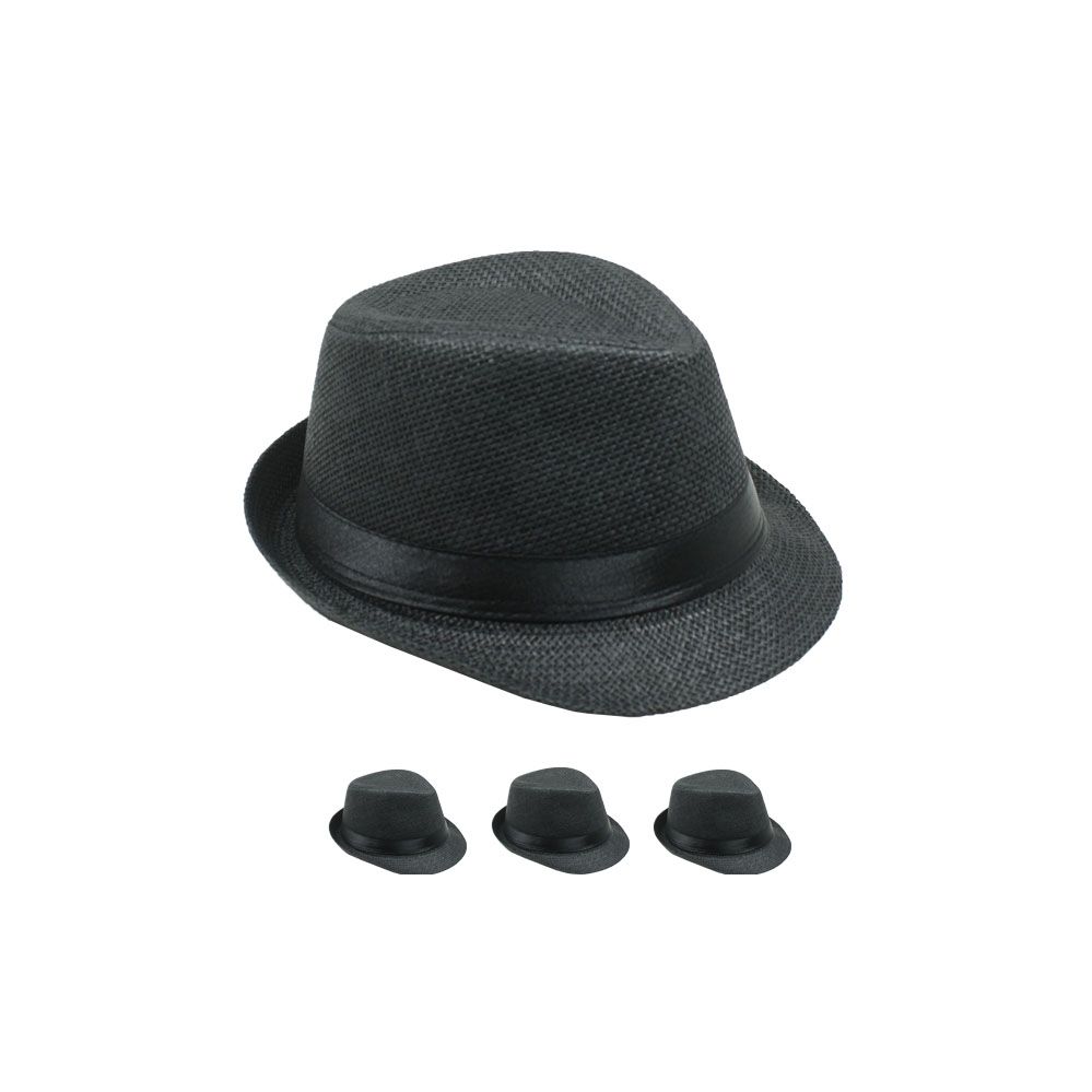 12 Bulk Black Casual Trilby Fedora Hat at