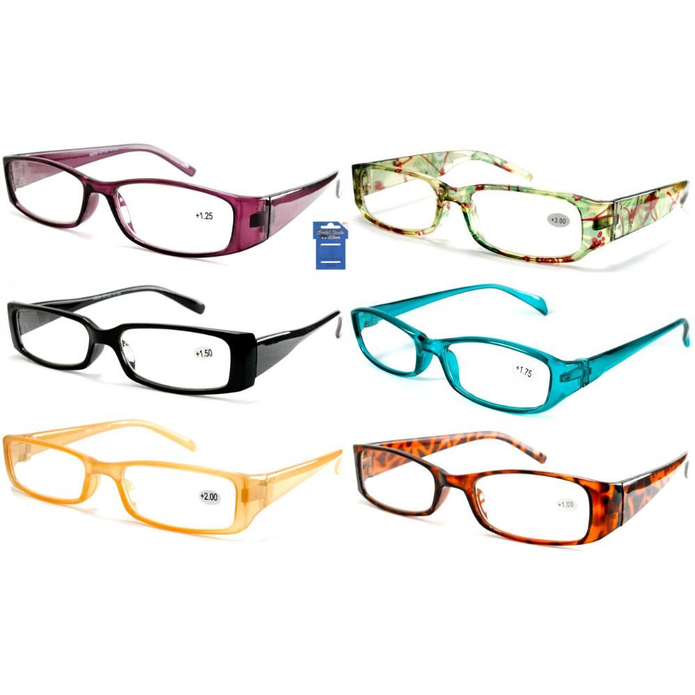 48 Bulk 6 Styles Asst Cheetah Plastic Reading Glasses at