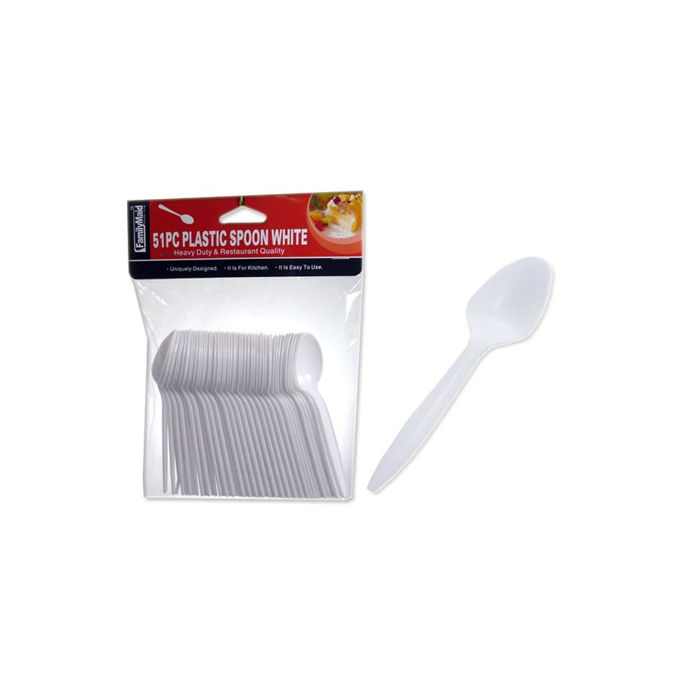 Wholesale 51 Piece White Plastic Spoon at
