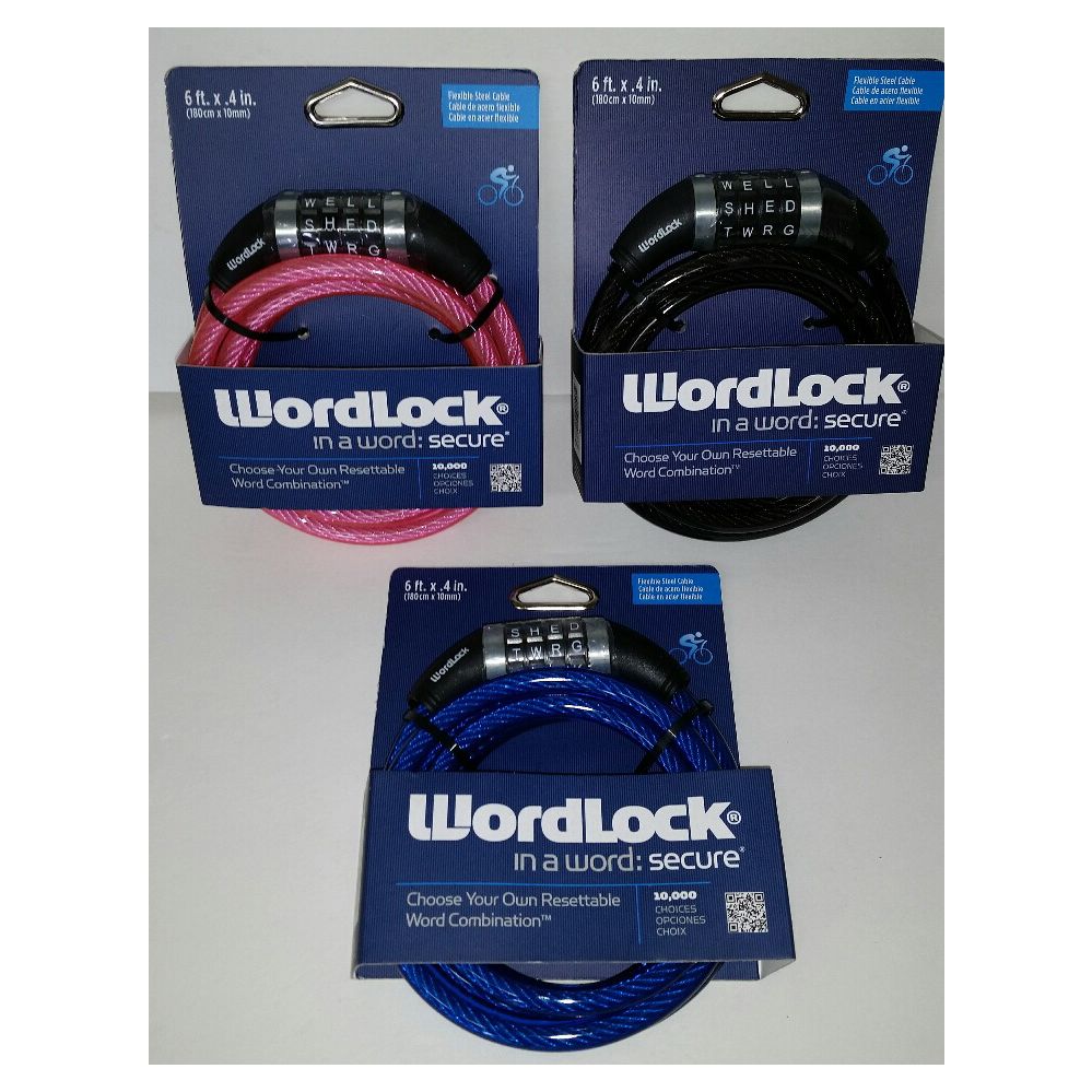 24 Bulk 6' Long Wordlock CablEBike Lock With Letters at