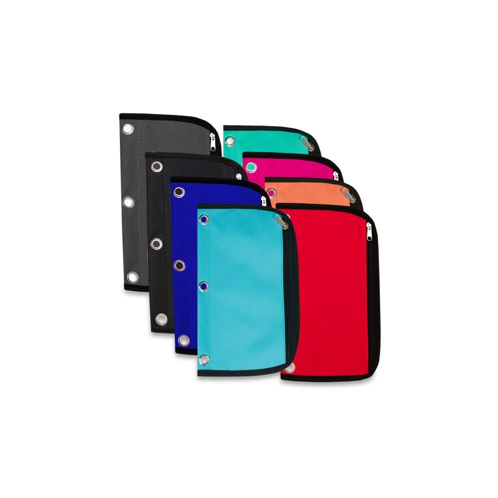 96 Bulk 3 Ring Binder Pencil Case 8 Colors at