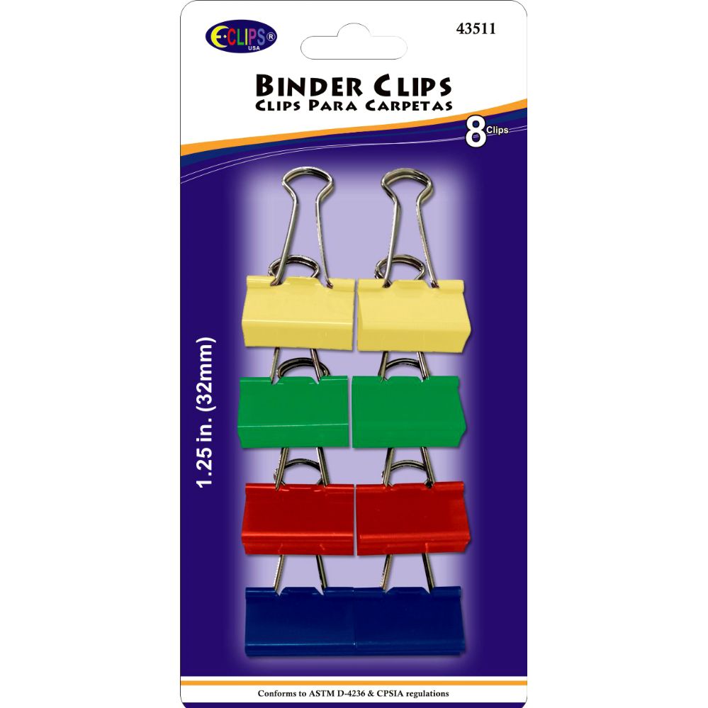 48 Bulk Binder Clips, 8pk, Asst. Colors at