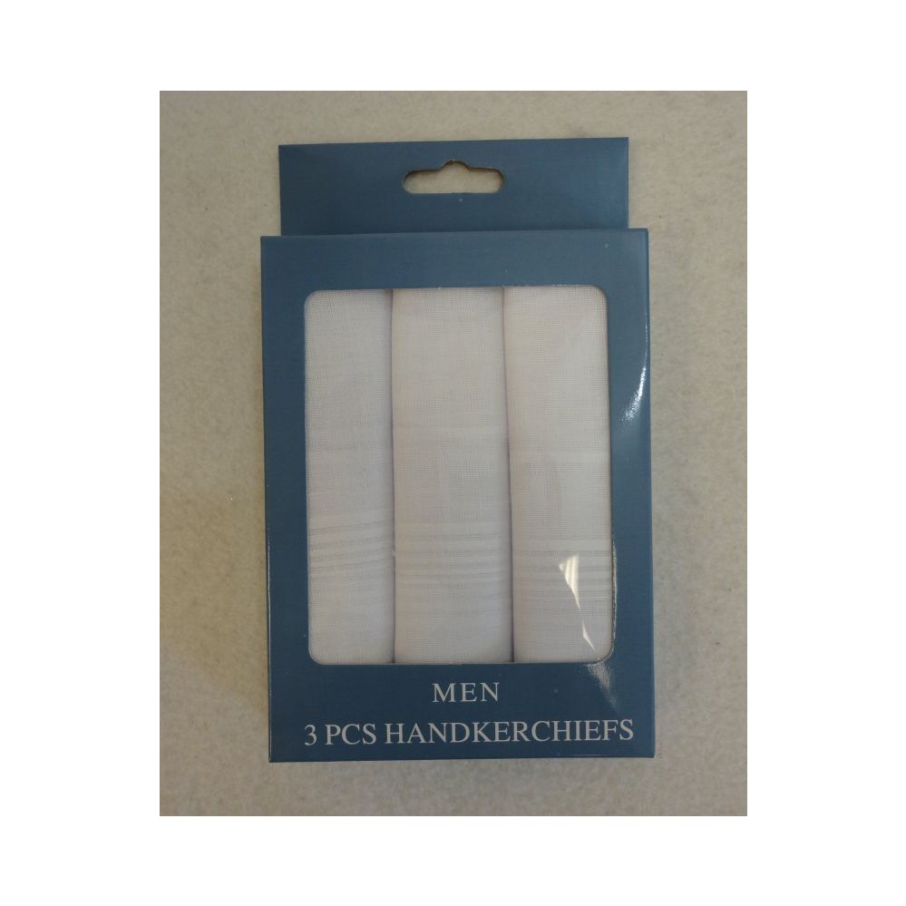 48 Bulk 3 Pack Men's Handkerchiefs [white] at