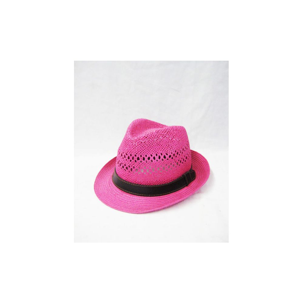 36 Bulk Pink Straw Fedora Hat at