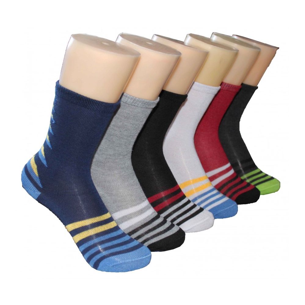 480 Bulk Boys Striped Crew Socks at