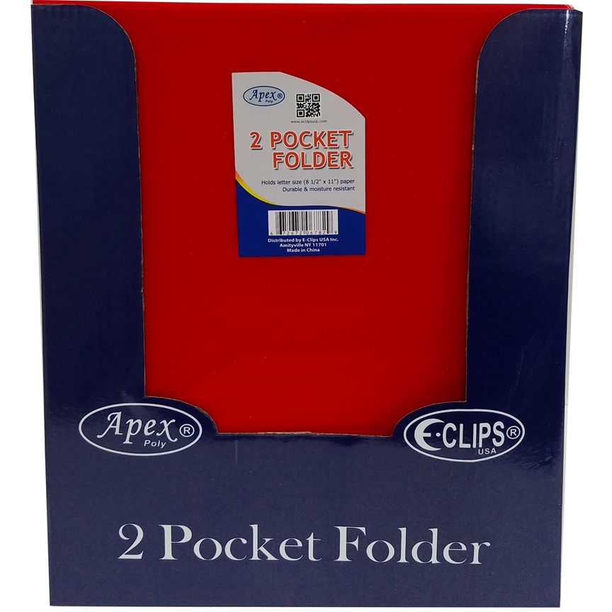 48 Bulk Red Plastic 2 Pocket Folders 9.5" X 11.5" at