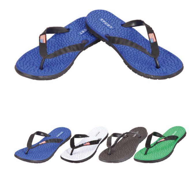 36 Bulk Men's Flip FlopS--Sports With Flag - at - bluestarempire.com